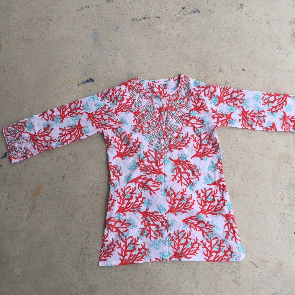 Barbara Gerwit beaded coral reef tunic